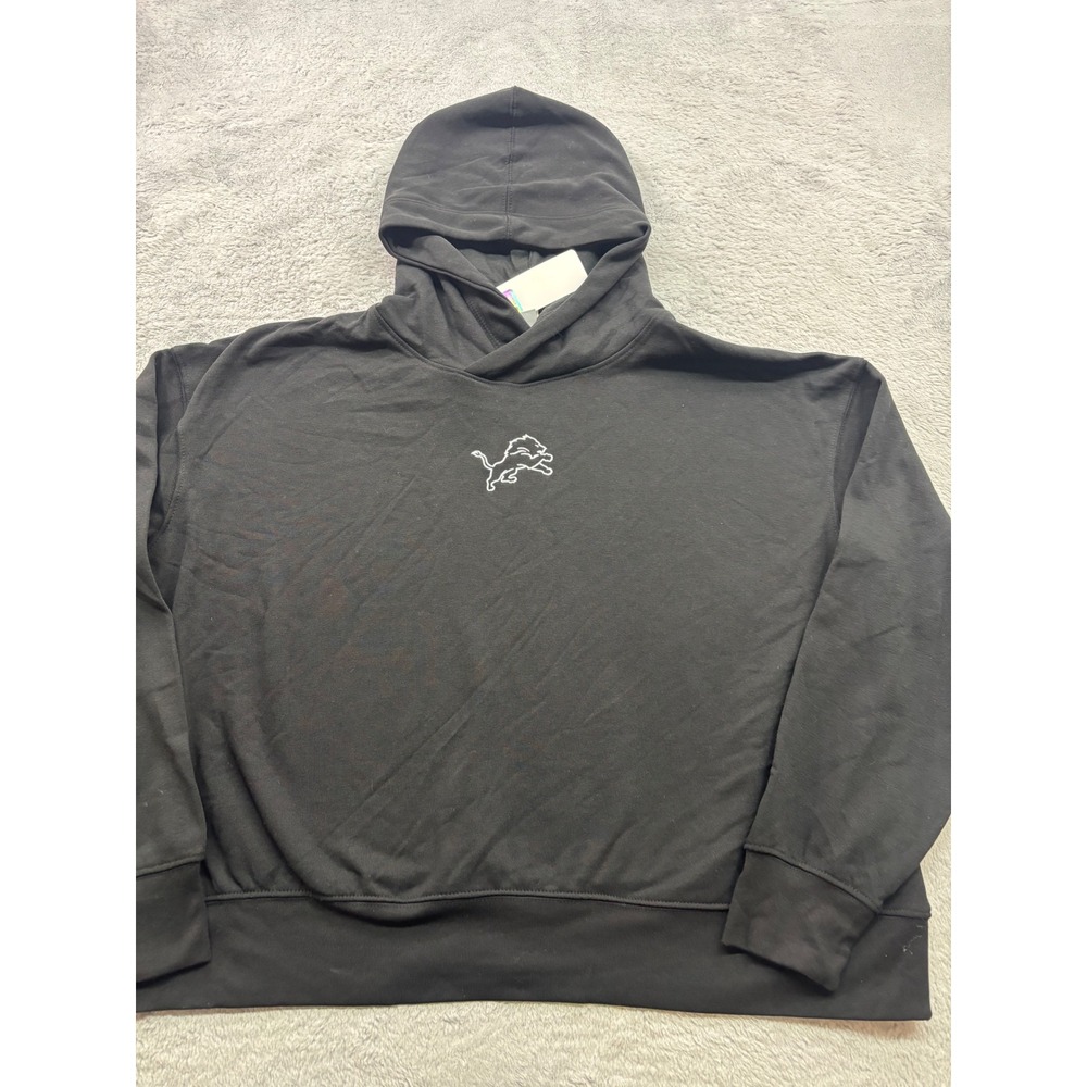 NFL Detroit Lions CSA Black Oversized‎ Boxy Pullover Hoodie Womens XL New